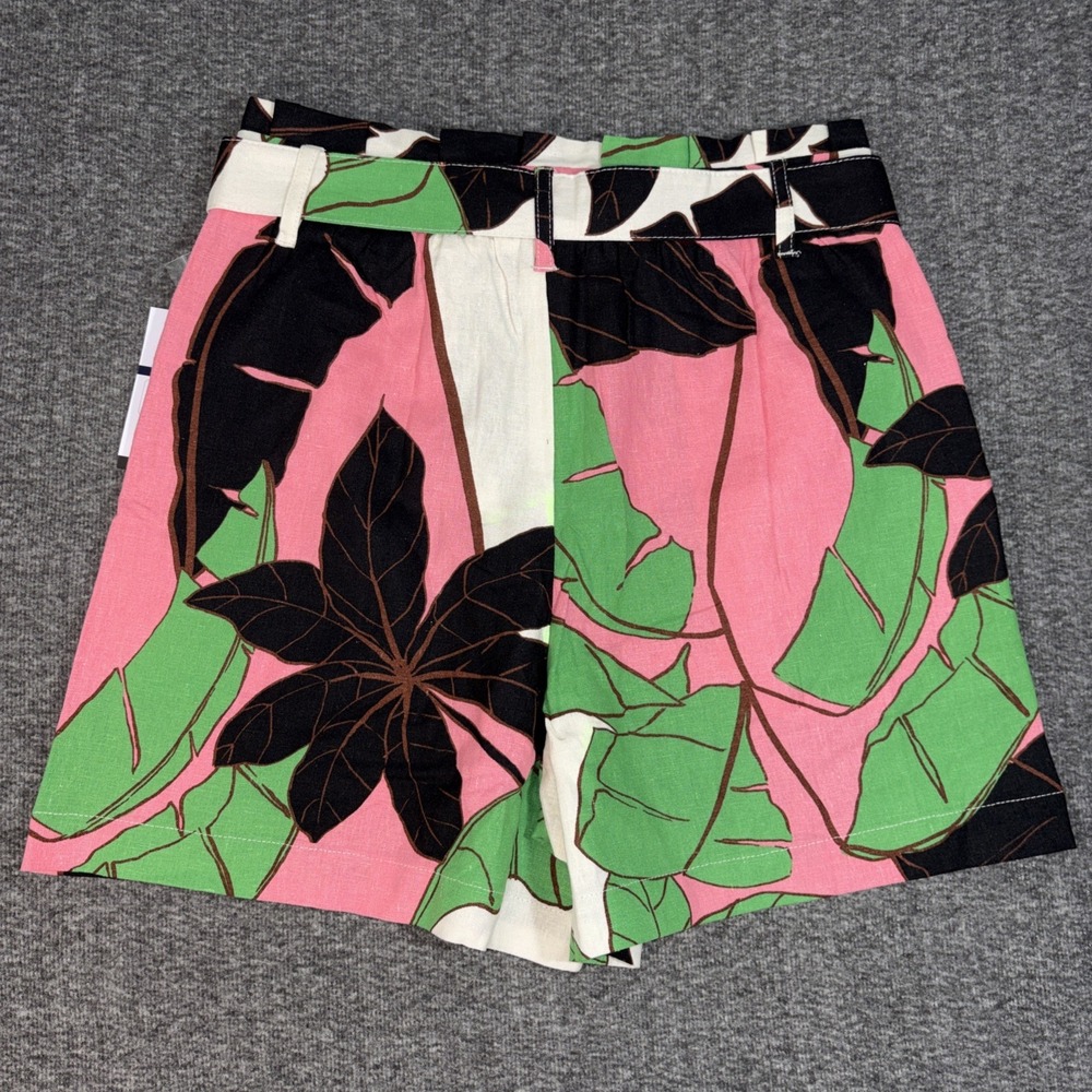 NWT Sofia Jeans Women's Blend Paperbag Chino Floral Linen Shorts w/ Belt Size 2 - Picture 7 of 10